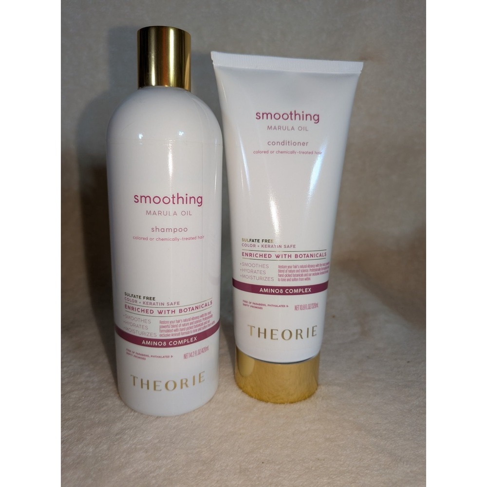 Full Sized Bottle of Theorie Smoothing Hair Marula Oil Shampoo & Conditioner Set